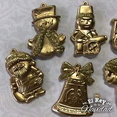 Set x 6 Mini Adornos Dorados - El Rey de la Navidad
