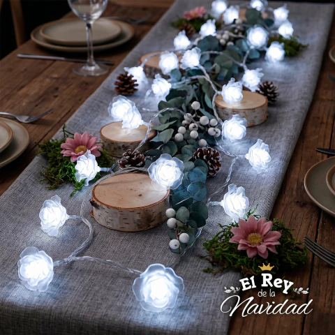 Guirnalda de Rosas luces Led Blancas 5mts