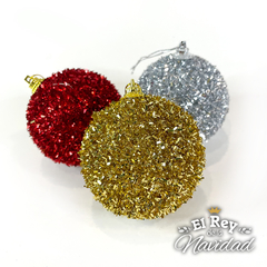 Set x 3 Globos 7cm SUPER LUJO Rojo, Plata y Oro