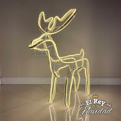 Reno luminoso 3D NEON LED Blanco Calido Apto Exterior