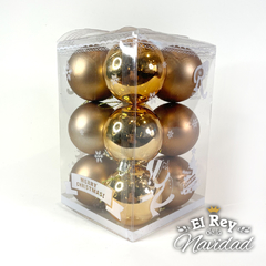 Set x 12 Globos Oro Brillante y Satinado 5cm