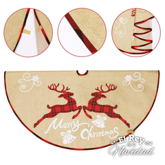 Cubre Pie para Arbol de Navidad Arpillera con Renos 1,20mts - El Rey de la Navidad