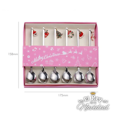 Set x 6 Cucharitas de Postre Plateadas con Dije Navideño - comprar online