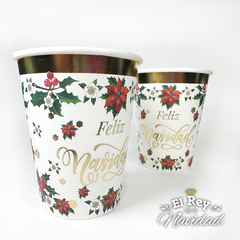 Set x 6 Vasos de Polipapel Navideño deco con foil dorado