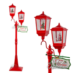 Farol Doble que nieva musical 2mts con escenas navideñas luminosas