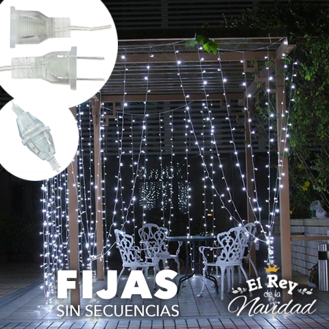 Cortina Led EXTERIOR PROLONGABLE 3 x 3mts LUZ FIJA - Blanca Fría