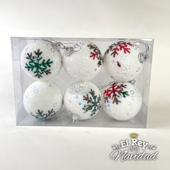 Set x 6 Globos Blancos simil Nieve con Copo de Nieve 5cm - comprar online