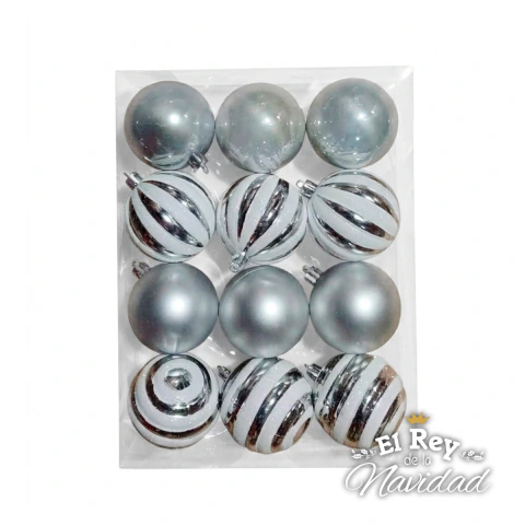 Set Lujo x 12 Globos Plata de 6cm