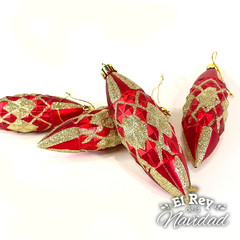 Set x 4 Gotas Rojas Decoradas Biseladas