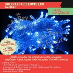 Guirnalda de 100 Luces Led 9mts aprox Azules - El Rey de la Navidad