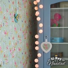 Guirnalda tipo Kermesse Led Calido FIJAS 9mts PROLONGABLES / 100 luces 100 pelotitas - tienda online