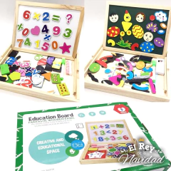 Pizarra didáctica en madera chica doble pizzarron e imantada - comprar online