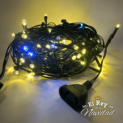 Guirnalda de LUCIERNAGAS de 100 Luces Led PROLONGABLES 9mts Blanco Calido con destellos Frios Cable Verde