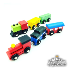 Trencito de madera con vagones imantados en internet