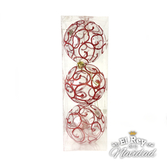 Set x 3 Globos Premium 8cm Transparente y Rojo