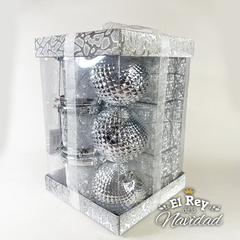 Set x 12 Adornos de 6cm en Paquete de Regalo Plata