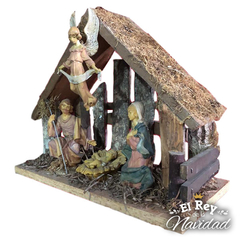 Pesebre con Cabaña 30x30cm, incluye 4 figuras de 16cm - comprar online