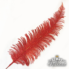 Pick vara Hoja tipo Pluma Glitter Rojo 42cm