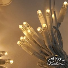 Guirnalda Profesional Apta Exterior LED PLATINUM 10mts prolongables Blanco Calido CABLE BLANCO.