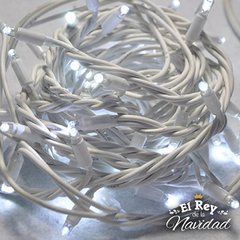 Guirnalda Profesional Apta Exterior LED PREMIUM 10mts prolongables Blanco Frio CABLE BLANCO. - El Rey de la Navidad
