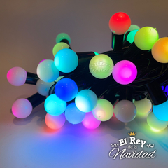 Guirnalda Apta Exterior LED PREMIUM 7,5mts prolongables Bolitas RGB genera 16 colores.