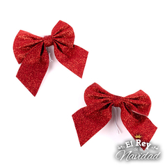 Set x 2 Moños Rojos Glitter 12 x 15cm