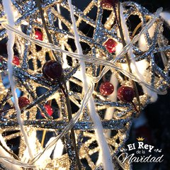 Imagen de Puntal Estrella Champagne con Frutos Luminoso 25cm