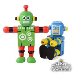 Mini Robot de madera infantil articulado con elastico - comprar online