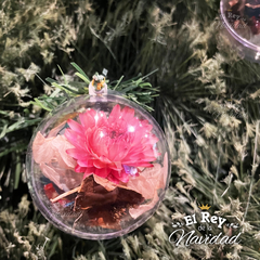 Set x 6 Globos transparentes con Flores Secas Rosas N6 - El Rey de la Navidad