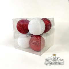 Set x 8 Globos Glitter Candy Blancos y Rojos 5cm