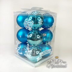 Set x 12 Globos Celestes Satinados y Brillantes 5cm