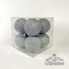 Set x 8 Globos Glitter Plata 5cm