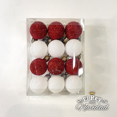 Set x 12 Globos Glitter Candy Blanco y Rojo 3cm