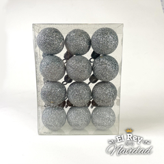 Set x 12 Globos Glitter Plata 3cm