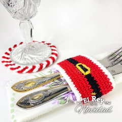 Set x 6 Portacubiertos Artesanales Crochet - El Rey de la Navidad