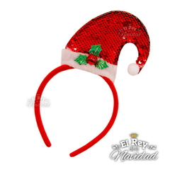 Vincha Premium Gorrito de Papa Noel con Lentejuelas Magicas