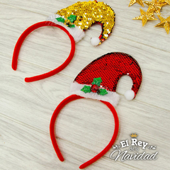 Vincha Premium Gorrito de Papa Noel con Lentejuelas Magicas - El Rey de la Navidad