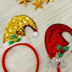 Vincha Premium Gorrito de Papa Noel con Lentejuelas Magicas - tienda online
