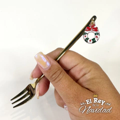 Set x 6 Tenedores de Copetin / Postre Dorado con Dije Navideño - tienda online