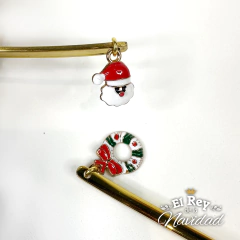 Set x 6 Tenedores de Copetin / Postre Dorado con Dije Navideño