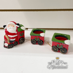 Portavelas Papa Noel en Tren - El Rey de la Navidad