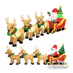 Inflable Papa Noel con Trineo y 3 Renos 3mts de largo - comprar online