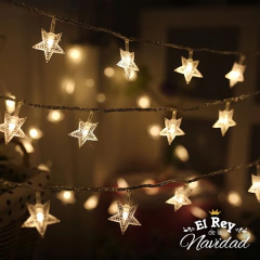 Guirnalda Estrellas Led Calida Fijas 5mts a PILAS - tienda online