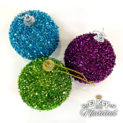 Set x 3 Globos 7cm Brillante Grueso Verde, Violeta y Turquesa - El Rey de la Navidad