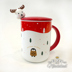 Taza tipo Mug de Ceramica con Tapa y Cuchara en internet