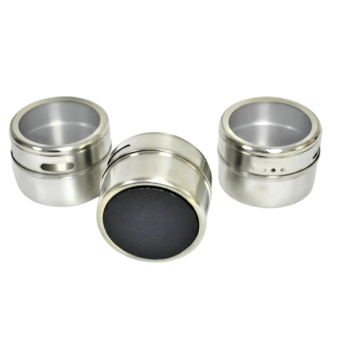 Set X3 Especiero Condimentero Imantado Magnetico Plateado