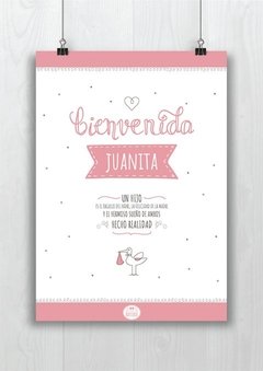 Cartel de bienvenida - Cigüeña Rosa