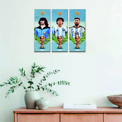 Cuadro 48x40cm - Kempes, Diego y Messi - 3 Estrellas - Ecológico