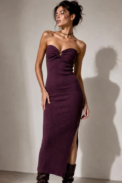 Knitted Vestido Strapless c/Tajo - comprar online
