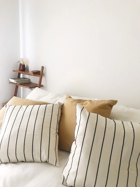 Almohadón Tusor Crudo Rayas Gris